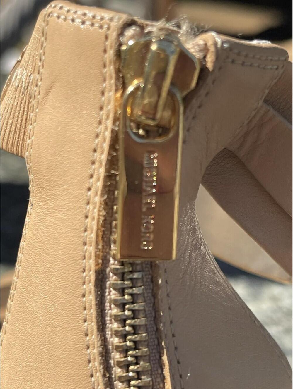 Michael Kors Nude Leather Sandal Ankle Strap Gold Back Zip Heel Women's 8 - Picture 8 of 8